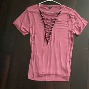 Pink lace up top